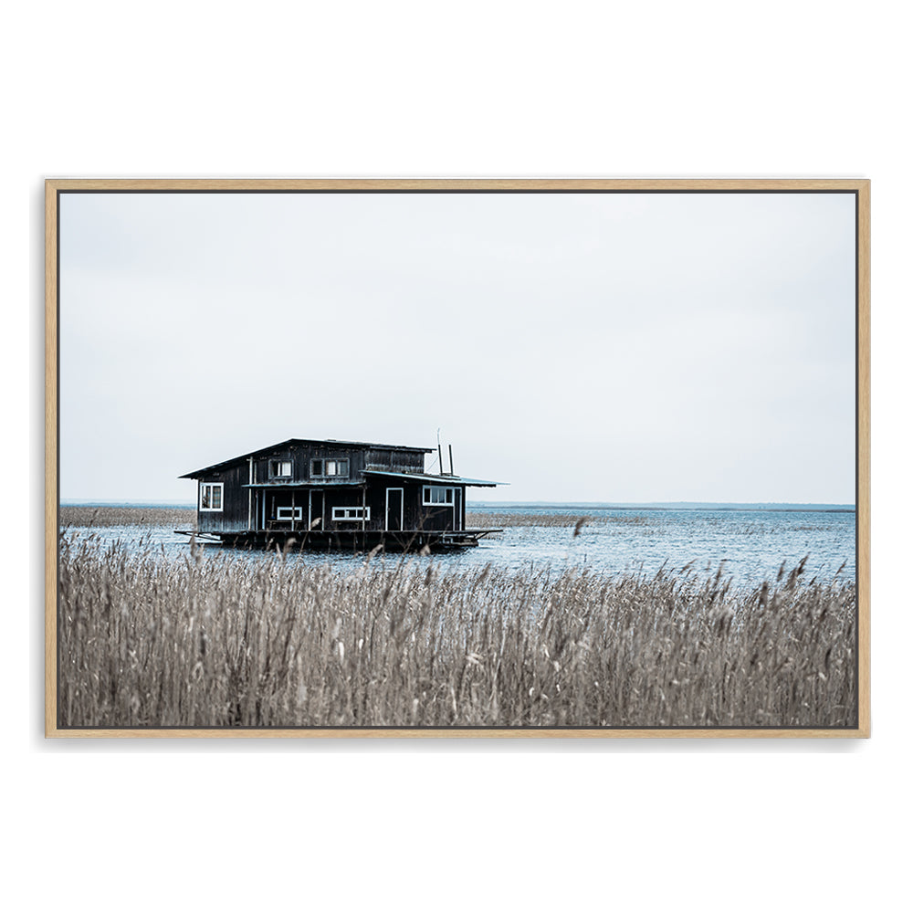 Black Boat House on Bay Wall Art Photograph Print or Canvas Framed Timber or Unframed by Beautiful Home Decor