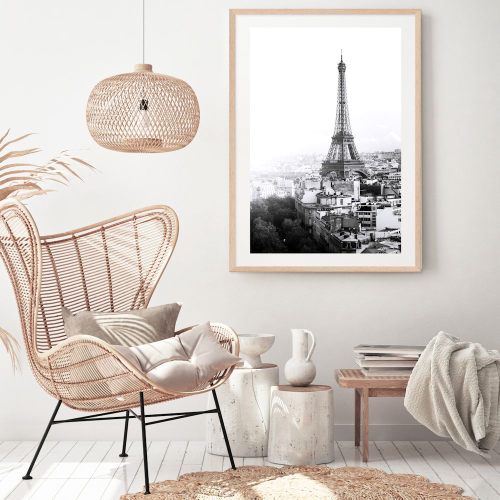 Black and White Eiffel Tower Wall Art Photograph Print Canvas Picture Artwork Framed Unframed in office Beautiful Home Decor