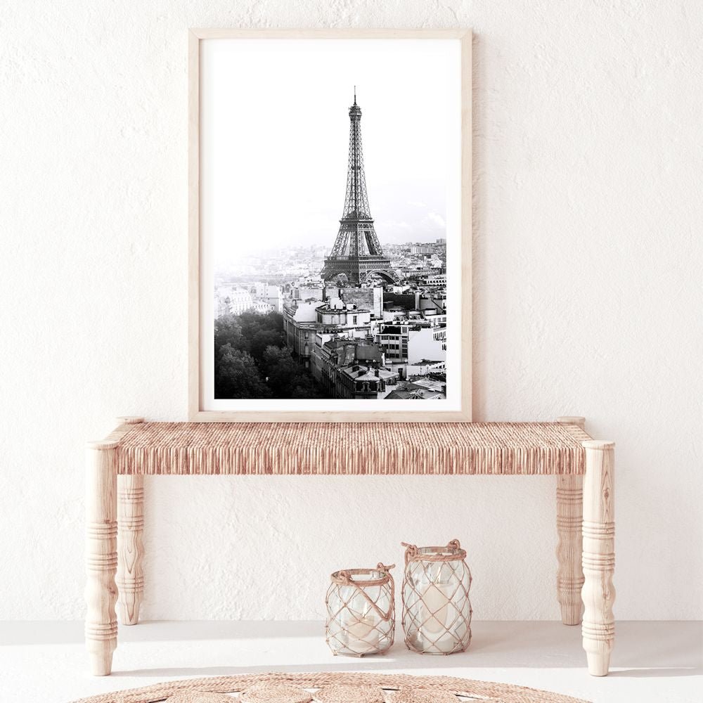 Black and White Eiffel Tower Wall Art Photograph Print Canvas Picture Artwork Framed Unframed on hallway wall Beautiful Home Decor