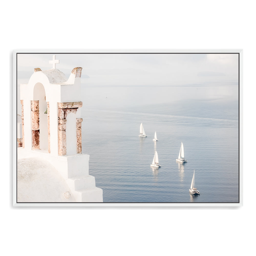 Boats in Santorini Greece Wall Art Photograph Print or Canvas Framed White or Unframed by Beautiful Home Decor