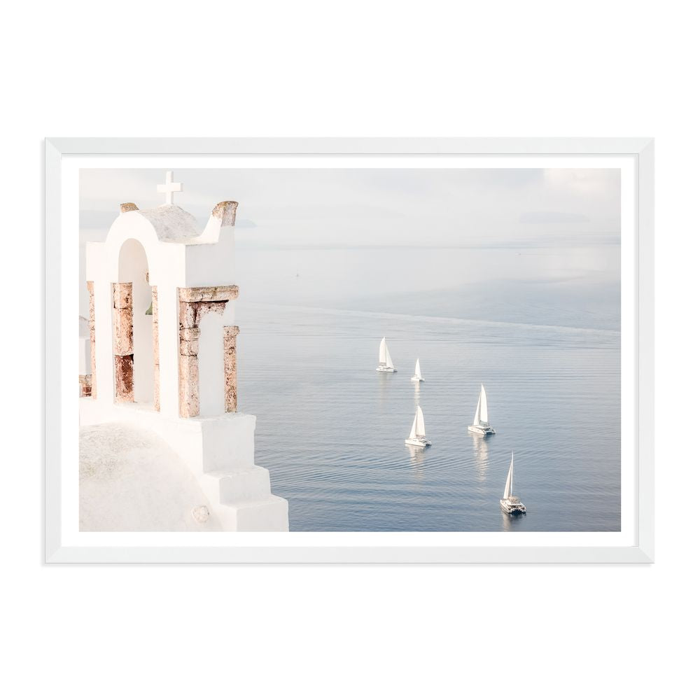 Boats in Santorini Greece Wall Art Photograph Print or Canvas Framed or Unframed by Beautiful Home Decor