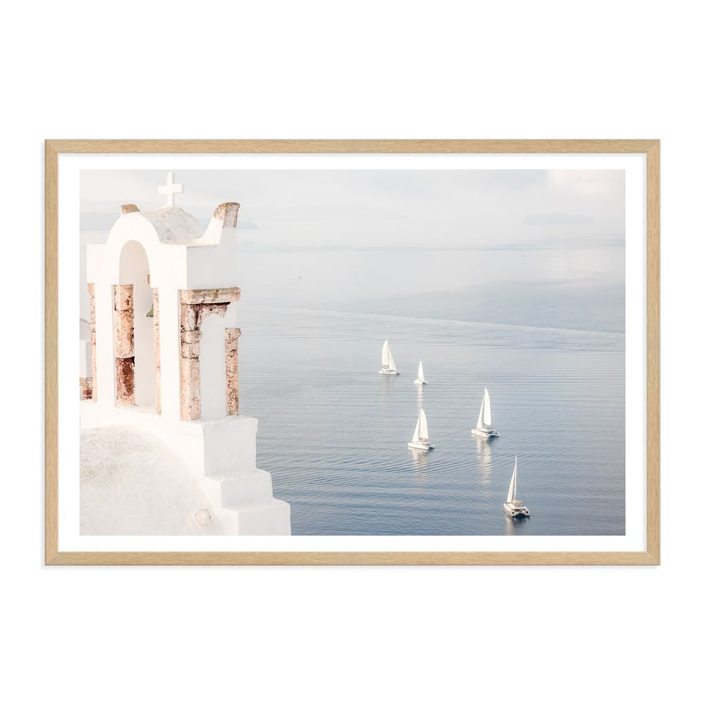 Boats in Santorini Greece Wall Art Photograph Print or Canvas Timber Framed or Unframed by Beautiful Home Decor