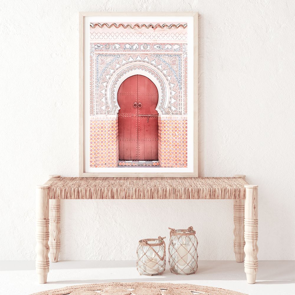 Boho Moroccan Door Wall Art Photograph Print or Canvas Framed or Unframed in a Hallway by Beautiful Home Decor