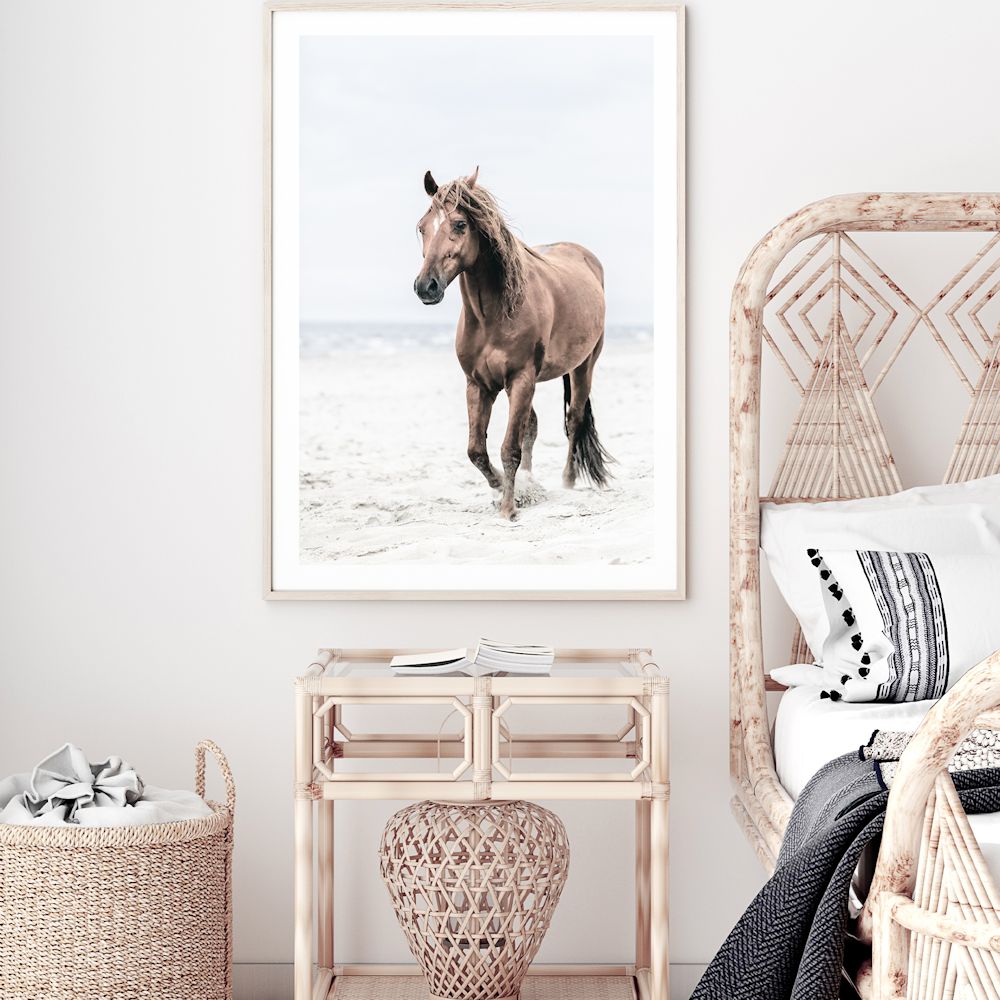 Brown Horse on Beach Wall Art Photograph Print or Canvas Framed or Unframed Bedroom Beautiful Home Decor