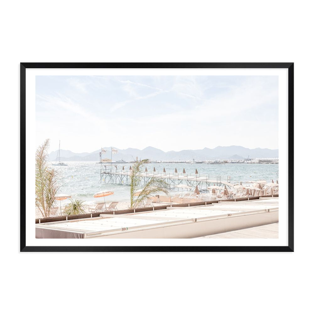 Cannes Beach French Riveira Wall Art Photograph Print or Canvas Black Framed or Unframed by Beautiful Home Decor