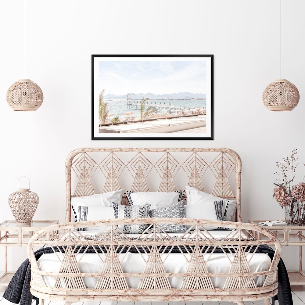 Cannes Beach French Riveira Wall Art Photograph Print or Canvas Framed or Unframed Above Bed Beautiful Home Decor