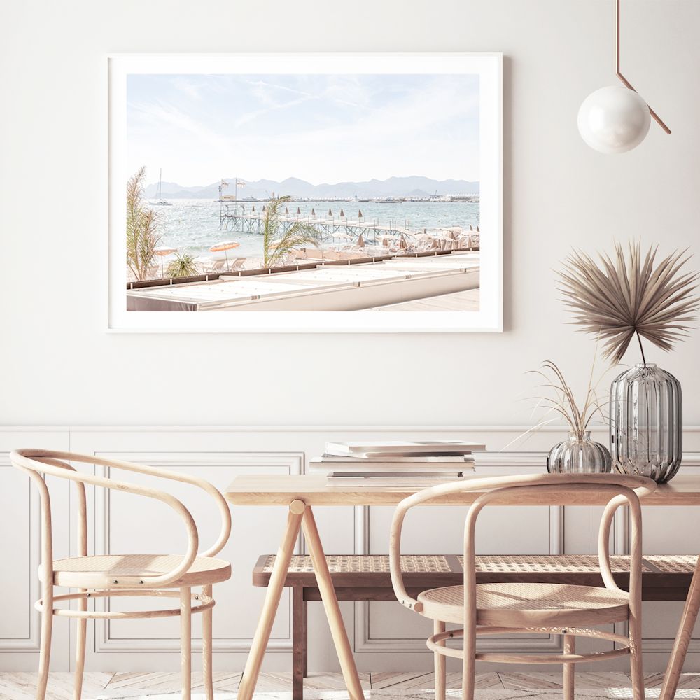 Cannes Beach French Riveira Wall Art Photograph Print or Canvas Framed or Unframed for a  Dining Room by Beautiful Home Decor