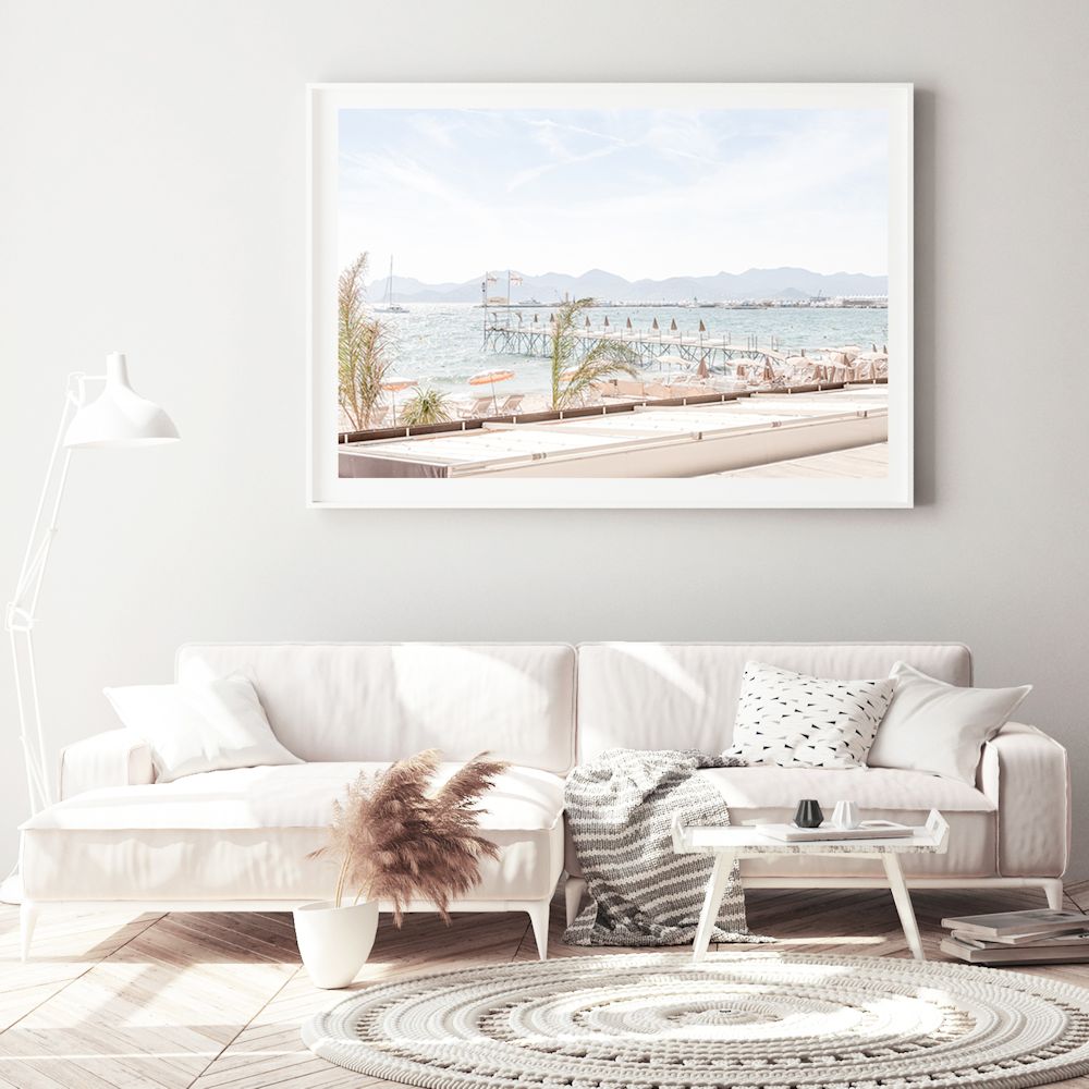 Cannes Beach French Riveira Wall Art Photograph Print or Canvas Framed or Unframed for a Living Room by Beautiful Home Decor