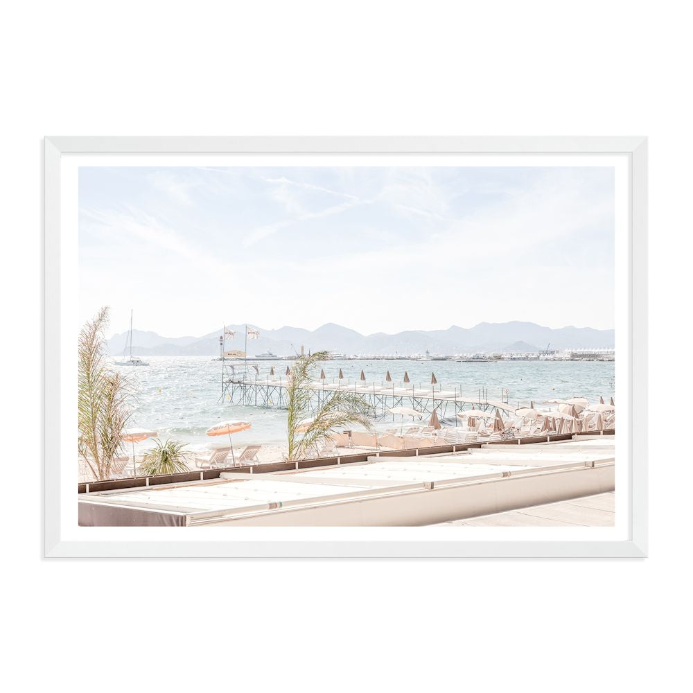 Cannes Beach French Riveira Wall Art Photograph Print or White Canvas Framed or Unframed by Beautiful Home Decor