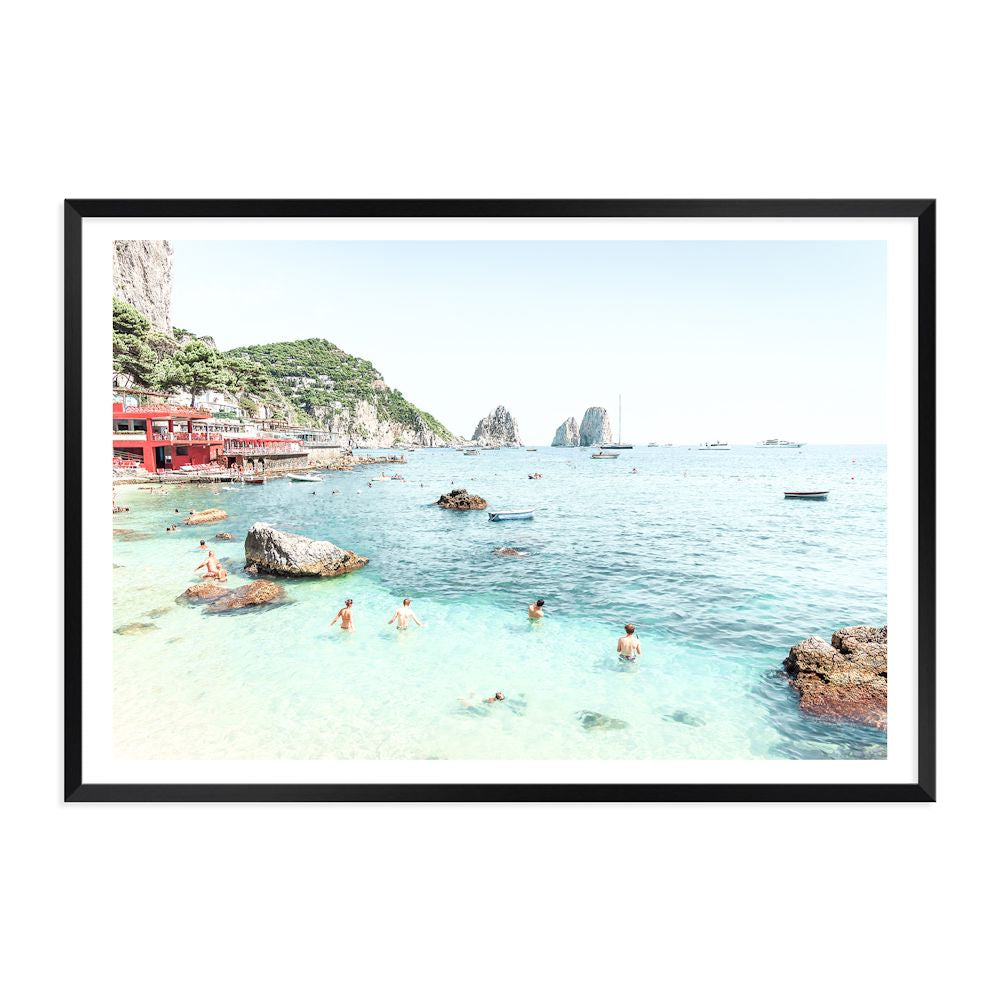 Capri Beach Amalfi Coast Wall Art Photograph Print or Canvas Black Framed or Unframed by Beautiful Home Decor