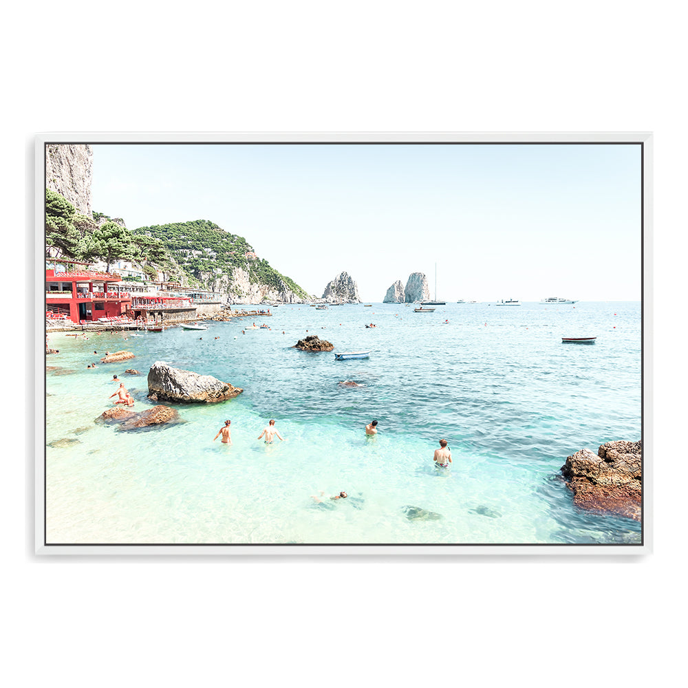 Capri Beach Amalfi Coast Wall Art Photograph Print or Canvas Framed White or Unframed by Beautiful Home Decor