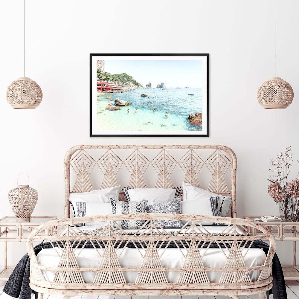 Capri Beach Amalfi Coast Wall Art Photograph Print or Canvas Framed or Unframed Bedroom Wall by Beautiful Home Decor