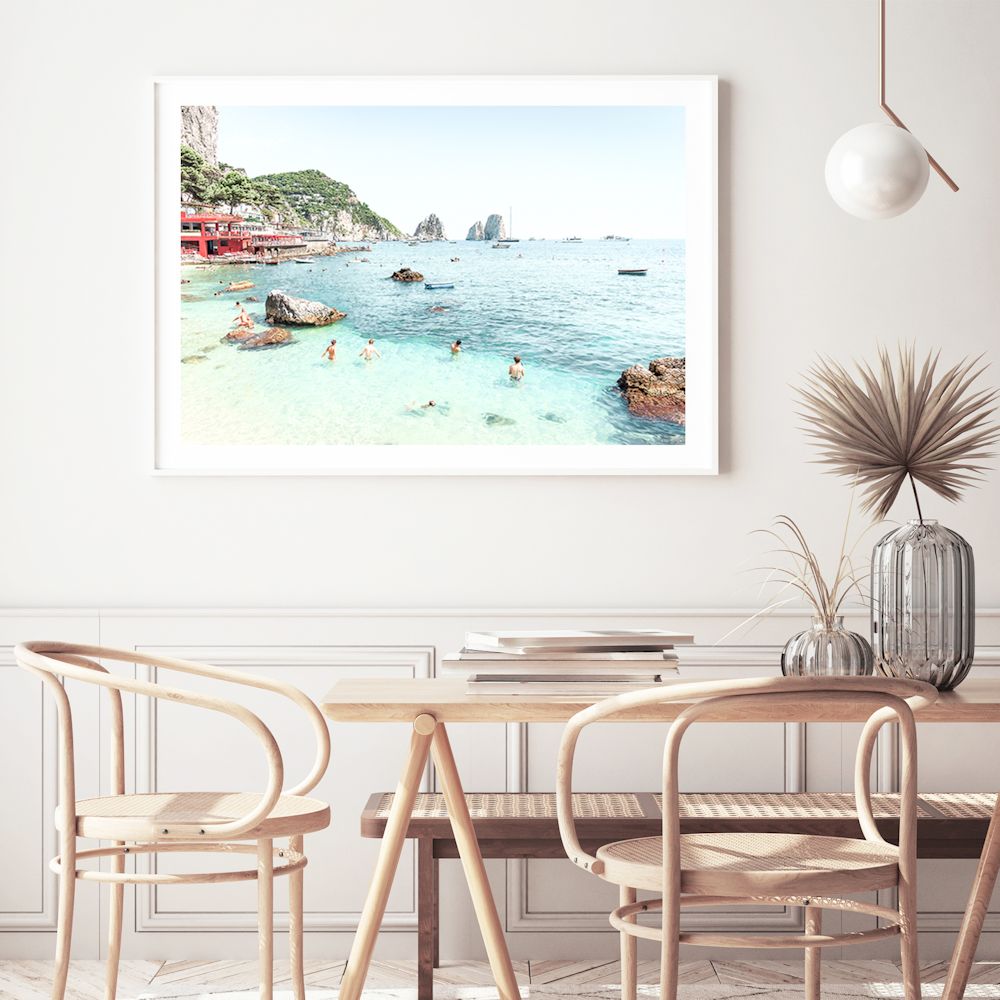 Capri Beach Amalfi Coast Wall Art Photograph Print or Canvas Framed or Unframed for a  Dining Room by Beautiful Home Decor