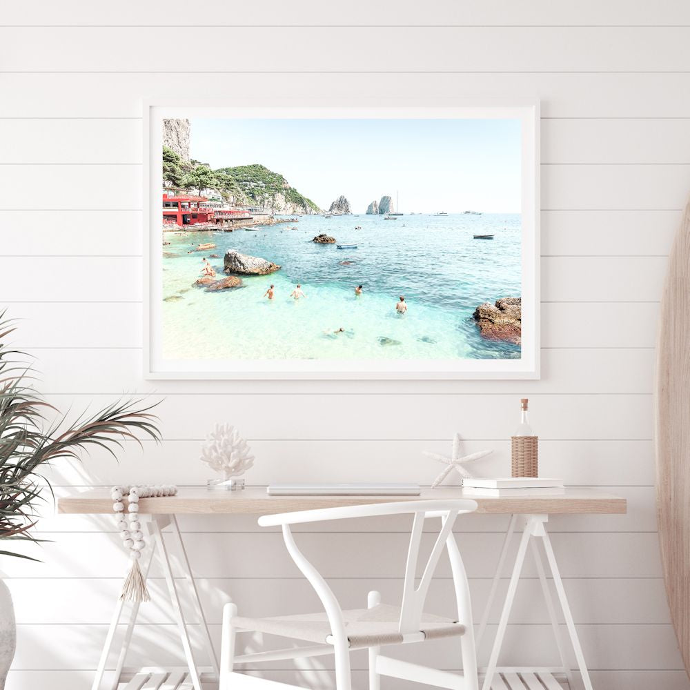 Capri Beach Amalfi Coast Wall Art Photograph Print or Canvas Framed or Unframed for a Dining Room Wall by Beautiful Home Decor