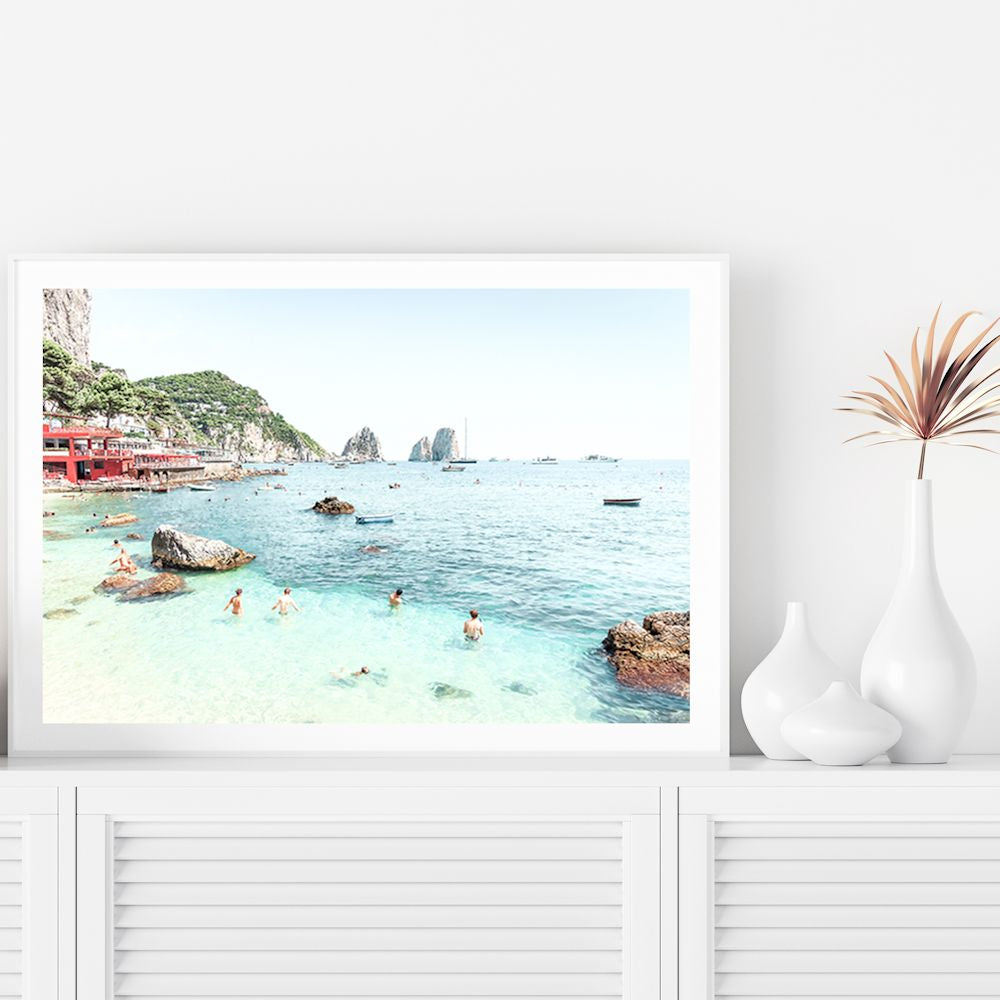 Capri Beach Amalfi Coast Wall Art Photograph Print or Canvas Framed or Unframed Side Table Beautiful Home Decor