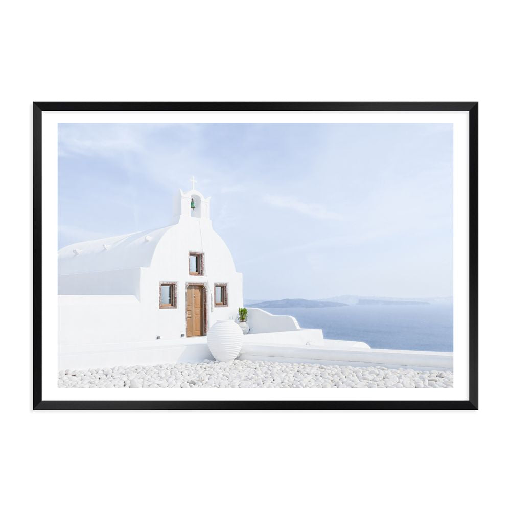 Church in Santorini Greece Wall Art Photograph Print or Canvas Black Framed or Unframed Beautiful Home Decor