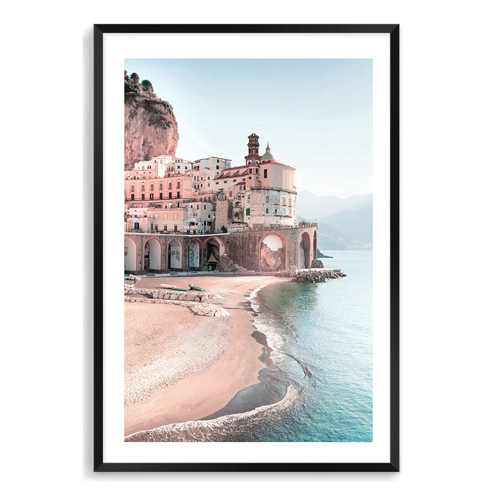 City in Amalfi Coast Wall Art Photograph Print or Canvas Black Framed or Unframed Beautiful Home Decor