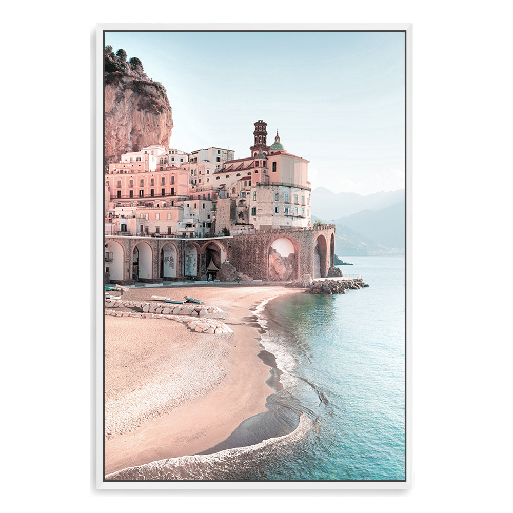 City in Amalfi Coast Wall Art Photograph Print or  Canvas Framed in White or Unframed Beautiful Home Decor