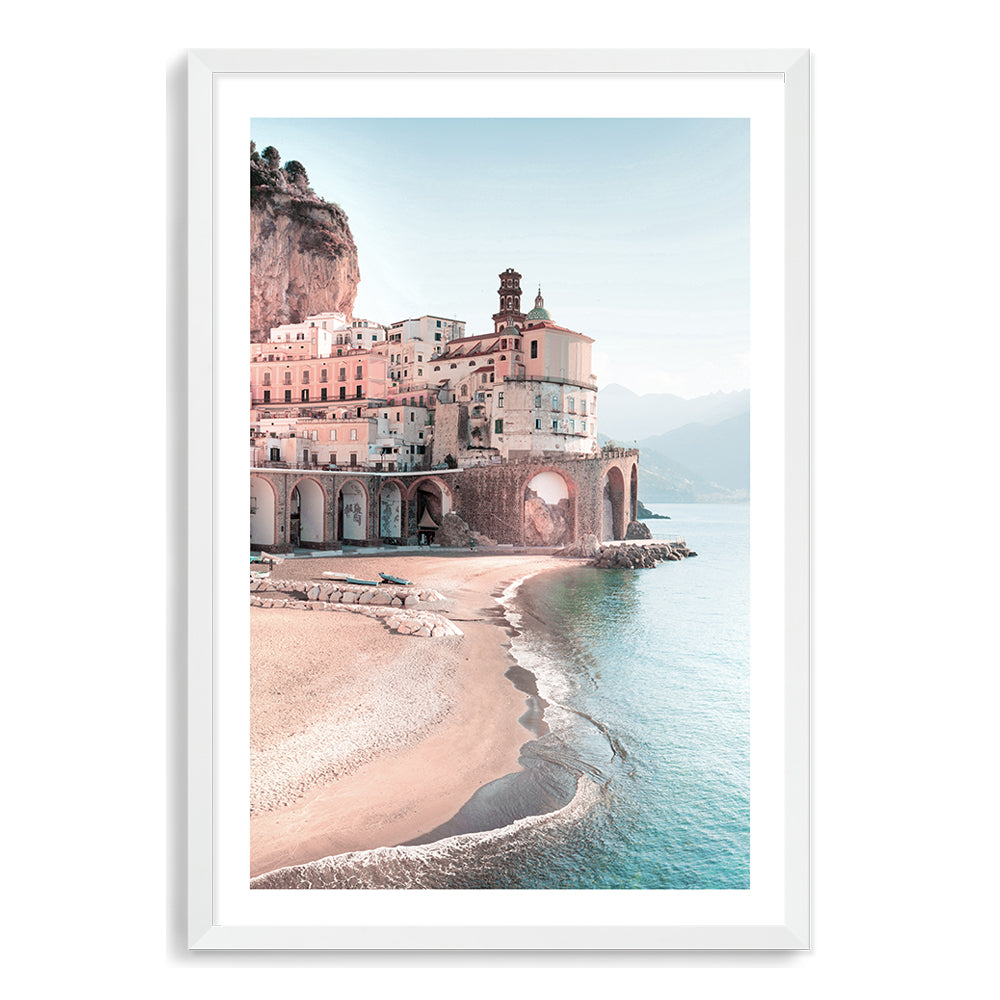City in Amalfi Coast Wall Art Photograph Print or Canvas White Framed or Unframed Beautiful Home Decor