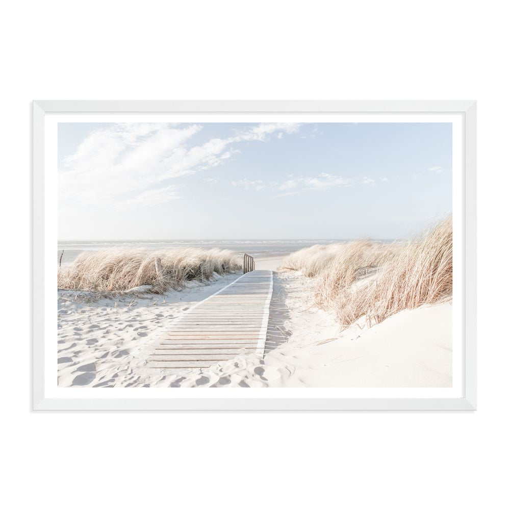 Coastal Escape Beach Boardwalk Wall Art Photograph Print or Canvas white Framed or Unframed Beautiful Home Decor