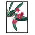 A beautiful floral wall art of green eucalyptus leaves and red wild flowers, available unframed or framed.
