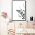 A popular wall art of eucalyptus leaves (B) with a neutral background, available in canvas and print, unframed and framed.