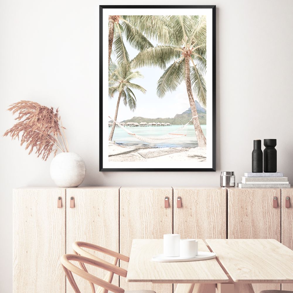 Hammock between Tropical Palm Trees Wall Art Photograph Print or Canvas Framed or Unframed Dining Room Beautiful Home Decor