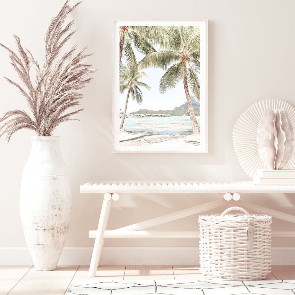 Hammock between Tropical Palm Trees Wall Art Photograph Print or Canvas Framed or Unframed for hallway wall Beautiful Home Decor