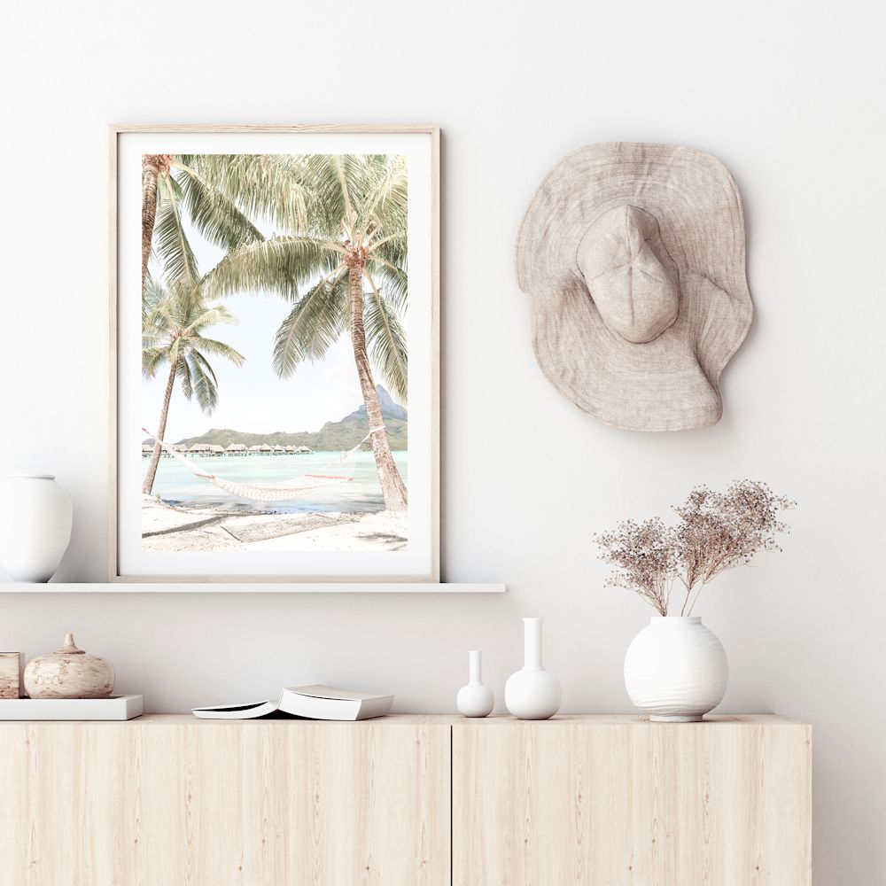 Hammock between Tropical Palm Trees Wall Art Photograph Print or Canvas Framed or Unframed for your walls Beautiful Home Decor