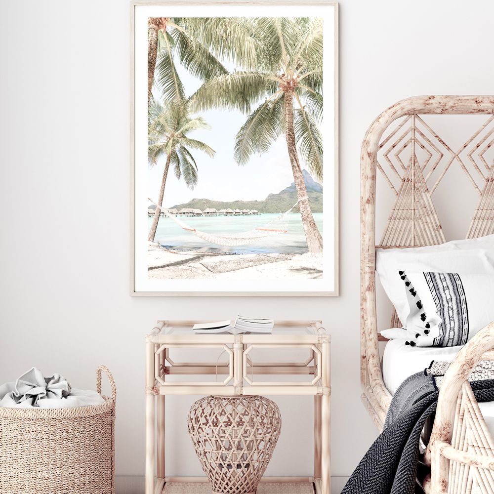 Hammock between Tropical Palm Trees Wall Art Photograph Print or Canvas Framed or Unframed in Bedroom Beautiful Home Decor