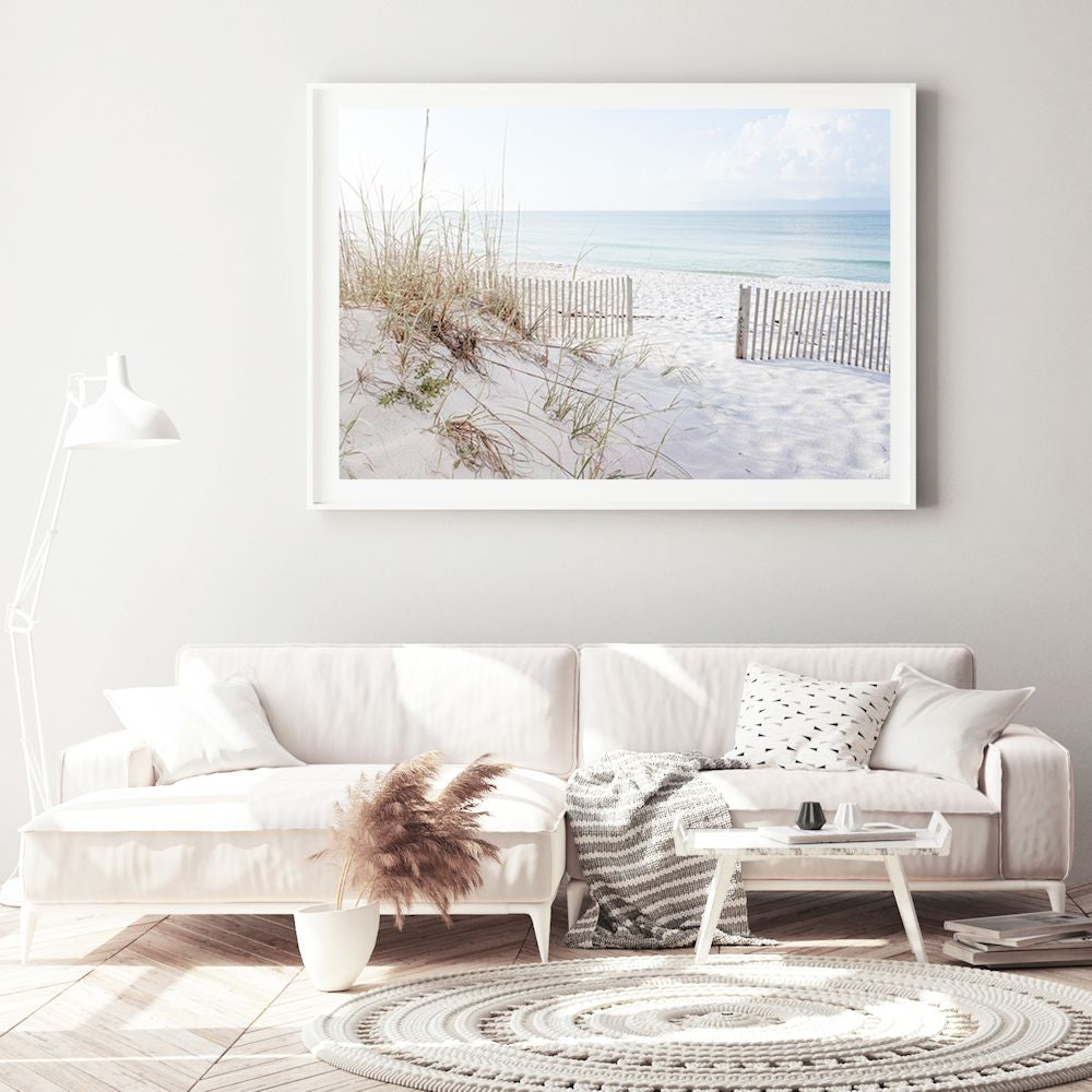 Hamptons Beachside with Dunes Grass Wall Art Photograph Print or Canvas Framed or Unframed Living Room Beautiful Home Decor
