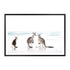 A unframed or framed Hamptons wall art print of three kangaroos enjoying some time on the beach, available in natural timber, black or white frames.