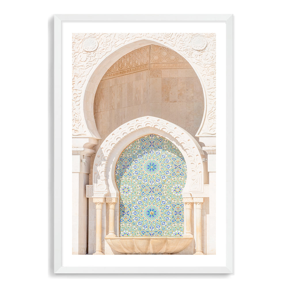 Moroccan Temple Arch Wall Art Photograph Print or Canvas white Framed or Unframed Beautiful Home Decor