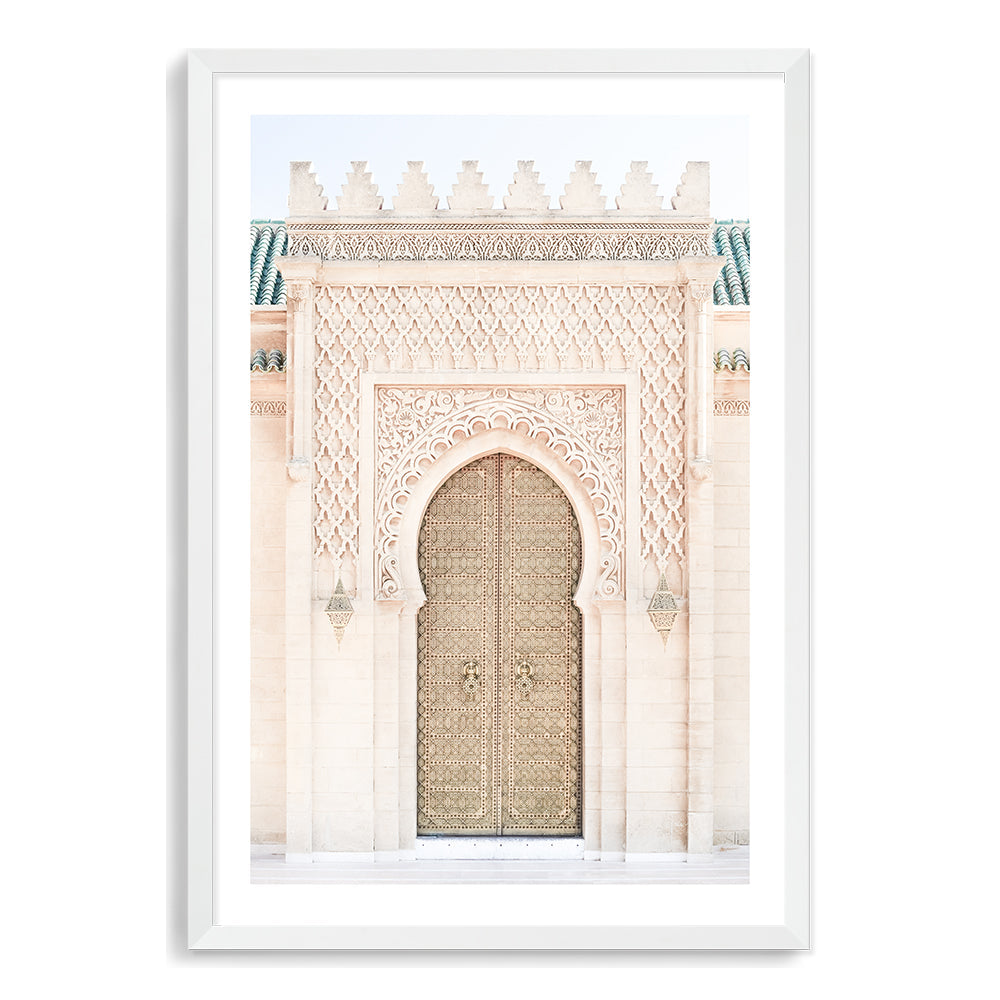 Moroccan Temple Door Wall Art Photograph Print or Canvas White Framed or Unframed Beautiful Home Decor