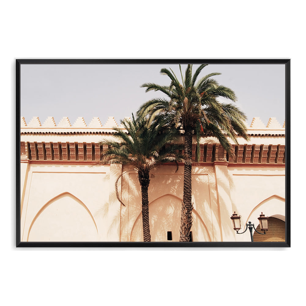 Moroccan Temple Palms Wall Art Photograph Print or Canvas Framed in black or Unframed Beautiful Home Decor