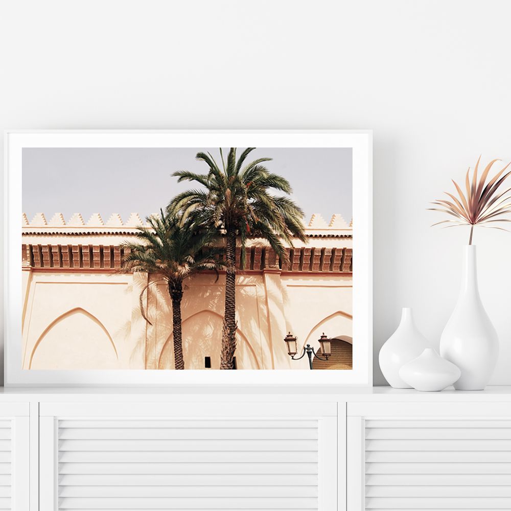Moroccan Temple Palms Wall Art Photograph Print or Canvas Framed or Unframed TV Console Beautiful Home Decor