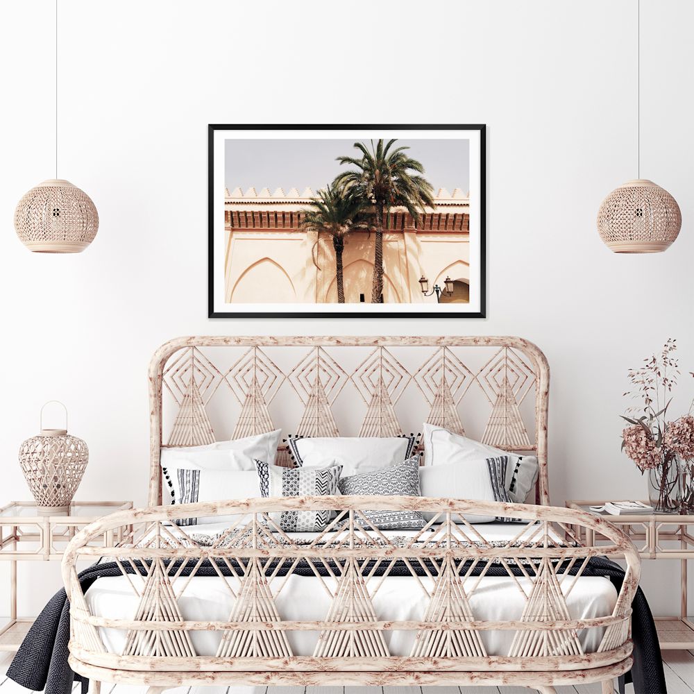 Moroccan Temple Palms Wall Art Photograph Print or Canvas Framed or Unframed in Bedroom Beautiful Home Decor