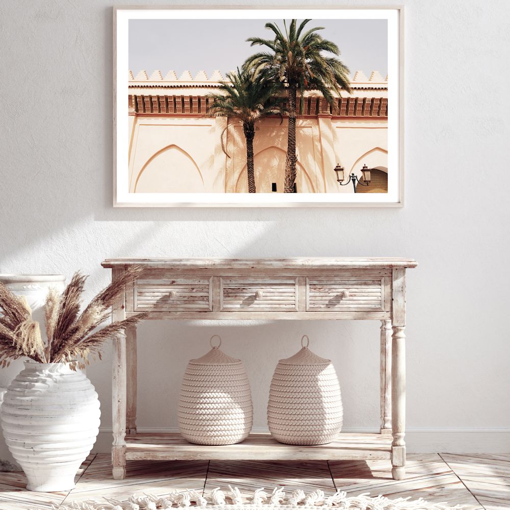 Moroccan Temple Palms Wall Art Photograph Print or Canvas Framed or Unframed in hallway Beautiful Home Decor