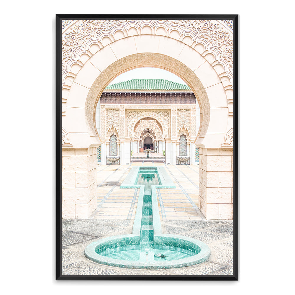 Moroccan Temple Water Feature Door Wall Art Photograph Print or Canvas Framed in black or Unframed Beautiful Home Decor