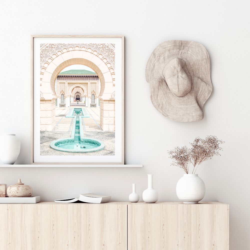 Moroccan Temple Water Feature Door Wall Art Photograph Print or Canvas Framed or Unframed above hallway table Beautiful Home Decor