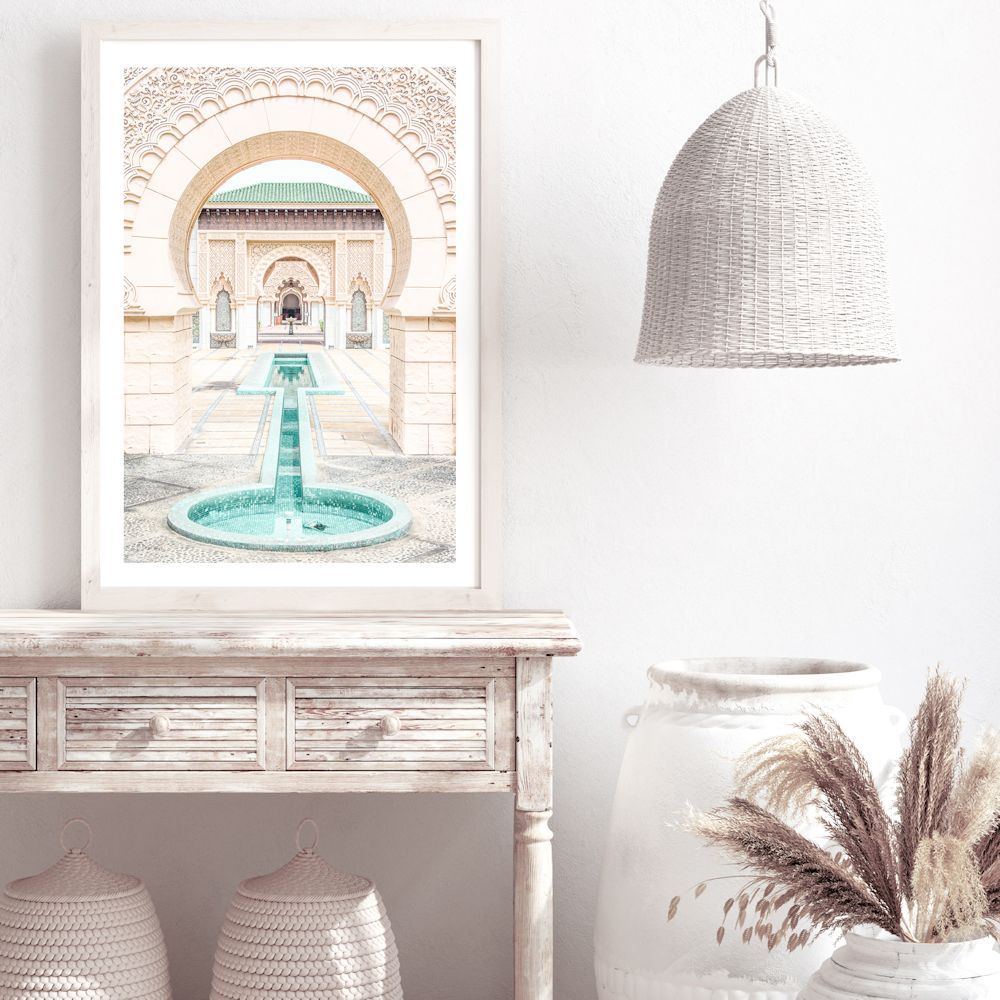 Moroccan Temple Water Feature Door Wall Art Photograph Print or Canvas Framed or Unframed for hallway wall Beautiful Home Decor