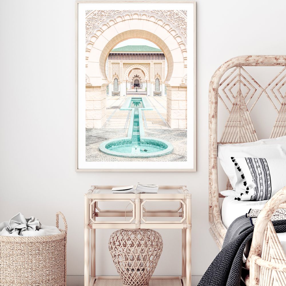 Moroccan Temple Water Feature Door Wall Art Photograph Print or Canvas Framed or Unframed in Bedroom Beautiful Home Decor