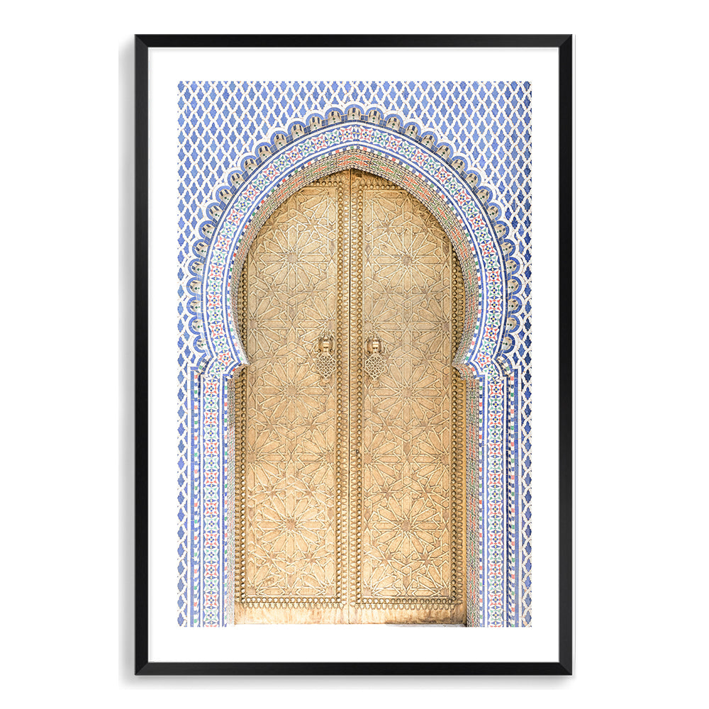 Morocco Golden Arch Door Wall Art Photograph Print or Canvas Black Framed or Unframed Beautiful Home Decor