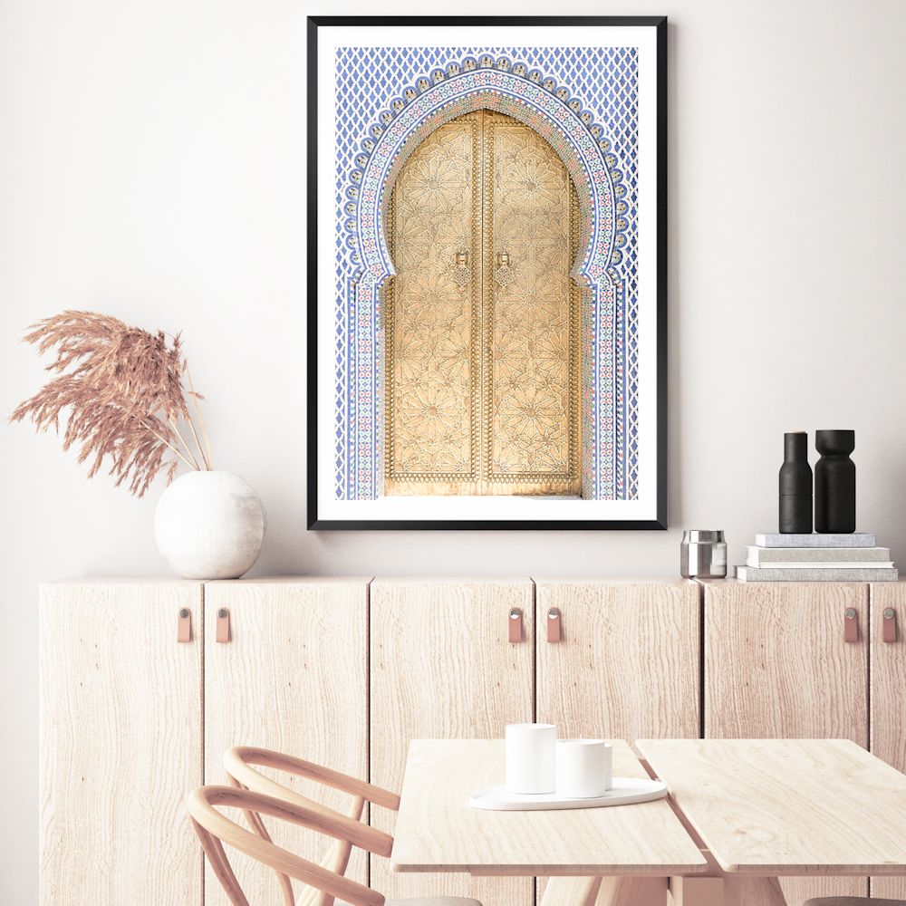 Morocco Golden Arch Door Wall Art Photograph Print or Canvas Framed or Unframed Dining Room Beautiful Home Decor