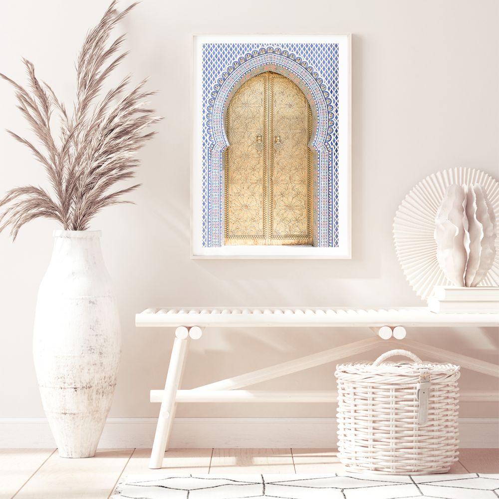 Morocco Golden Arch Door Wall Art Photograph Print or Canvas Framed or Unframed for hallway wall Beautiful Home Decor