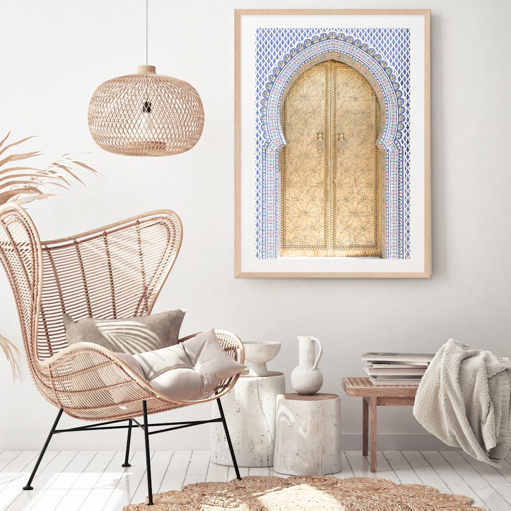 Morocco Golden Arch Door Wall Art Photograph Print or Canvas Framed or Unframed in Office Beautiful Home Decor