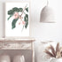 A framed or unframed Australian artwork of pink eucalyptus wild flowers and green leaves with a neutral background of a native gum eucalyptus flower a wall art.