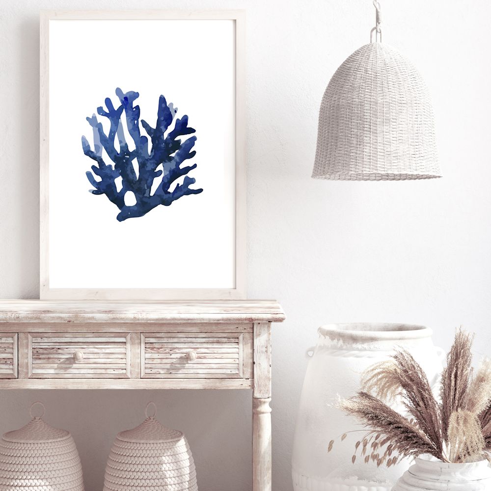 Navy Blue Coral B Wall Art Photograph Print or Canvas Framed or Unframed on hallway wall Beautiful Home Decor
