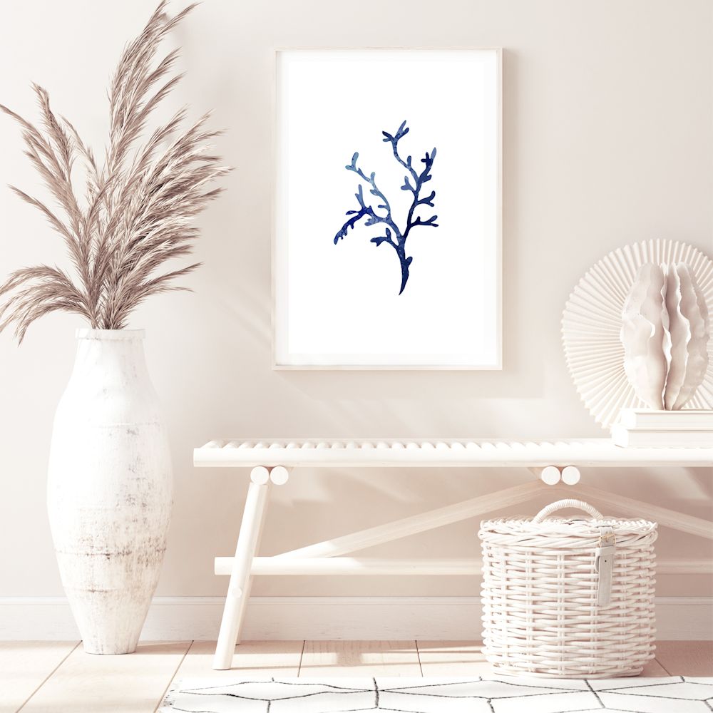 Navy Blue Coral D Wall Art Photograph Print or Canvas Framed or Unframed on hallway wall Beautiful Home Decor