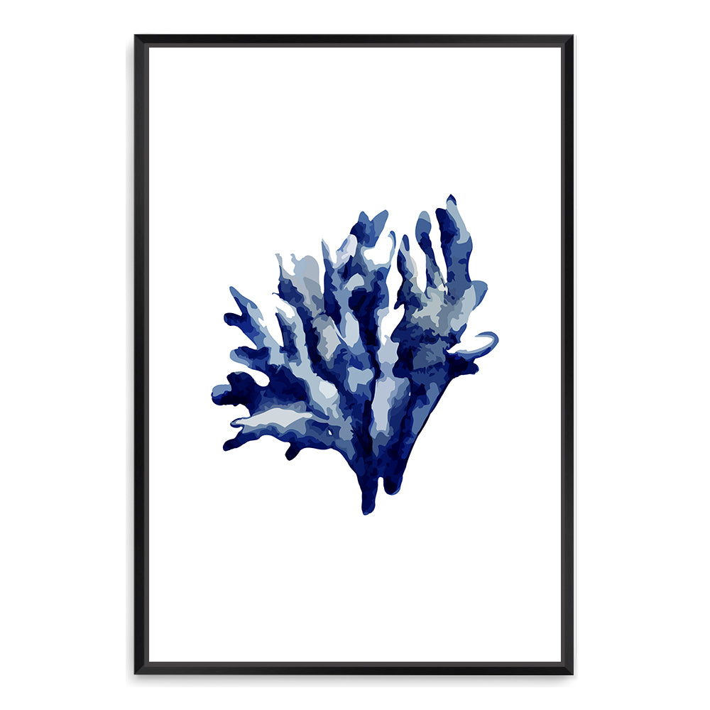 Navy Blue Coral E Wall Art Photograph Print or Canvas Black Framed or Unframed Beautiful Home Decor